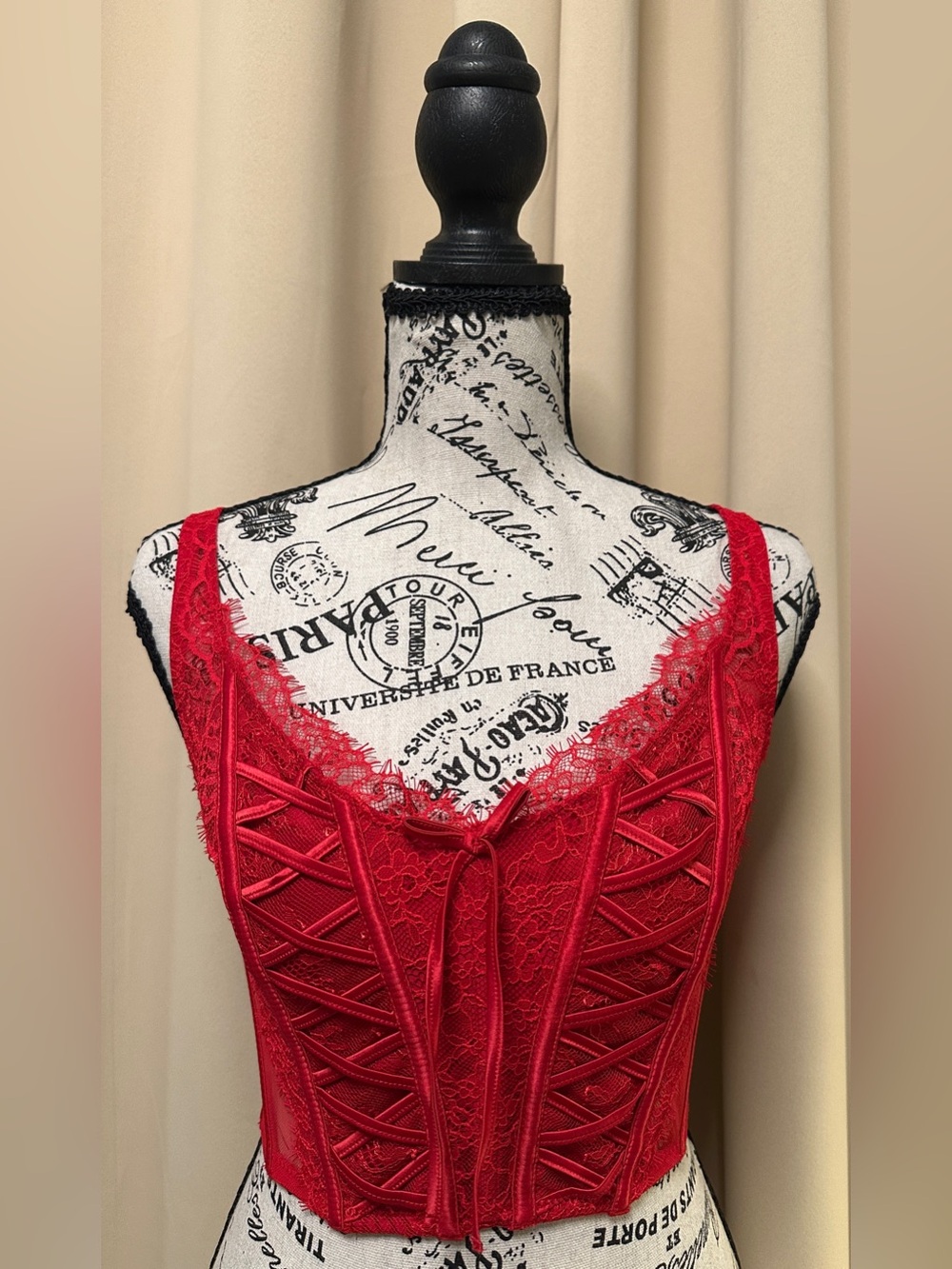 NWT Victoria’s Secret Dream Angels Red Lace-Up Corset S-DD